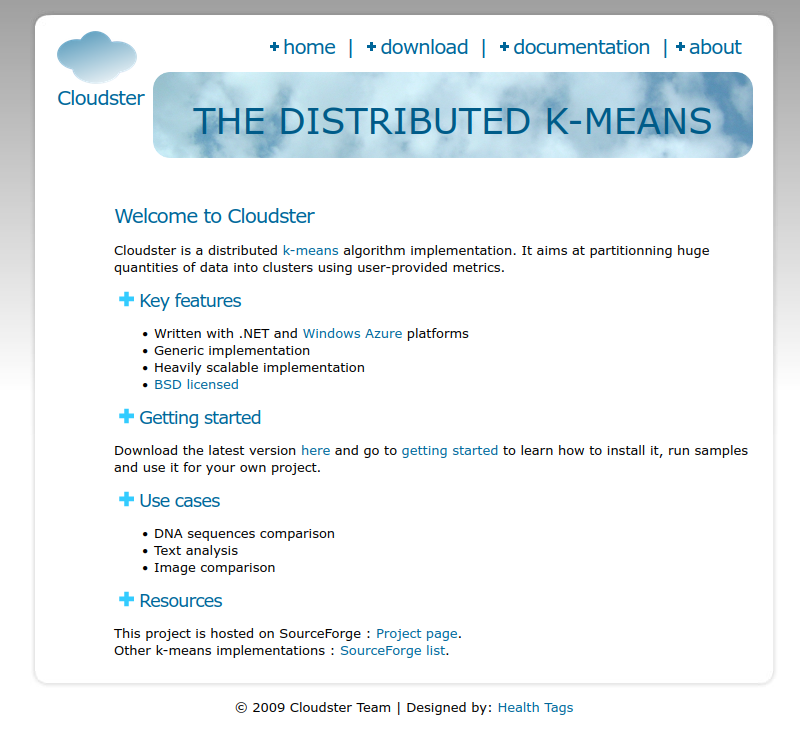 Website of the Cloudster project