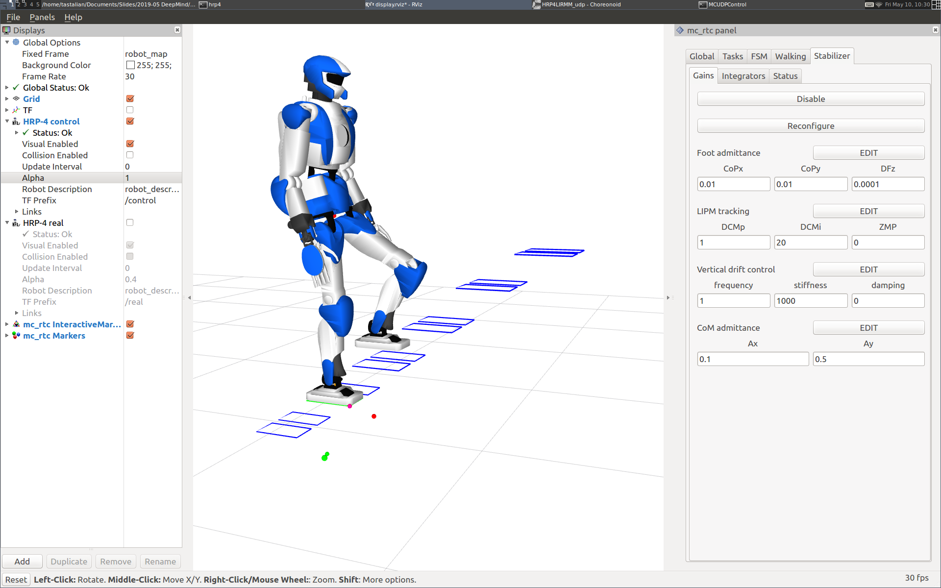 Visualization of the LIPM walking controller on the HRP-4 humanoid robot
