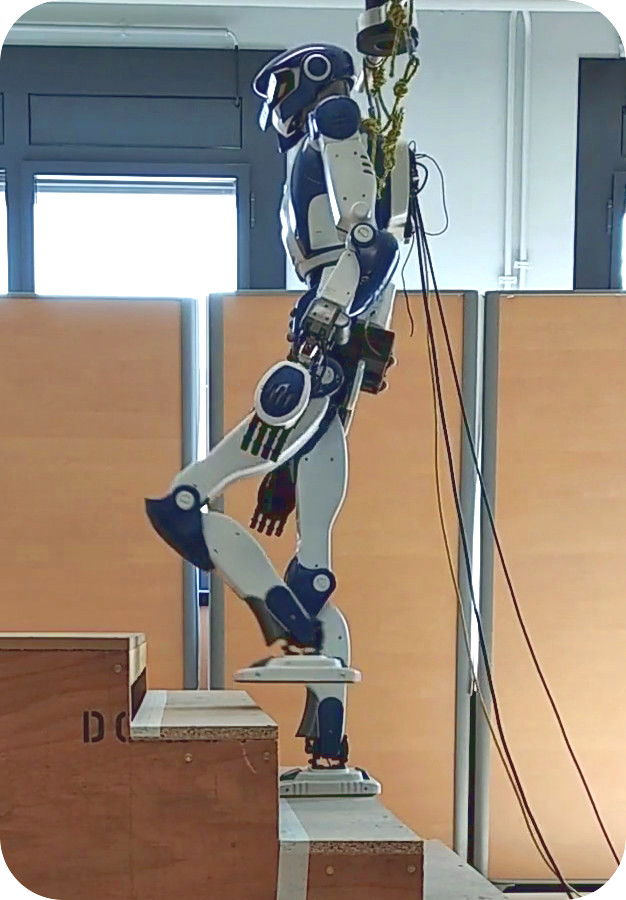 robot jumping up stairs